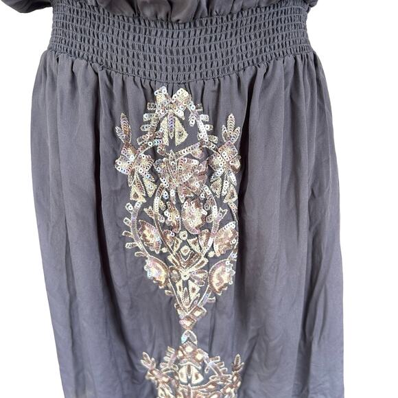 Robbi & Nikki Boho Fairy Dress S Embroidered Sequin Asymmetric Whimsigoth - Picture 4 of 13